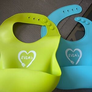 Silicone Baby Bibs - Green and Blue